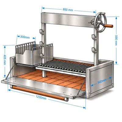 Stainless steel Argentine style Santa Maria embedded grill
